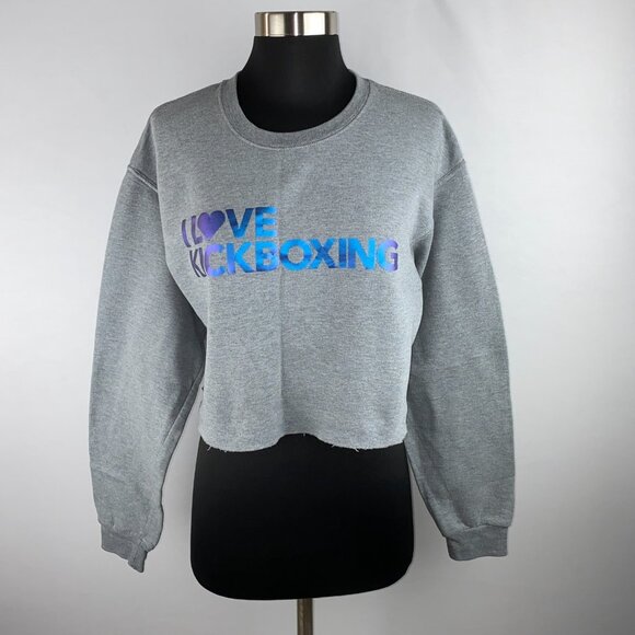 Athletic Works Cropped I Love Kickboxing Hand Cut Hem Sporty Action M * - Picture 3 of 6